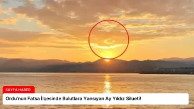 Ordu’nun Fatsa İlçesinde Bulutlara Yansıyan Ay Yıldız Silueti!