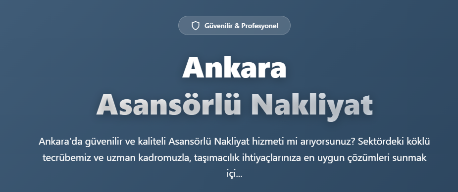 Ankara Asansörlü Nakliyat Firması